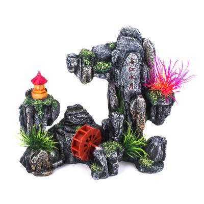 China Viable Aquarium Ornaments Artificial Aquarium Resin Craft Rock Garden Decoration for sale