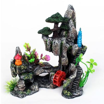 China Hot Selling Viable Artificial Decoration Weird Resin Aquarium Rock Garden Ornaments for sale