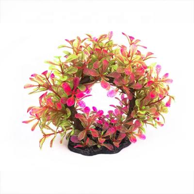 China Viable Unique Aquarium Accessories Ornament 15cm Round Shape Plastic Aquarium Plants Decor for sale