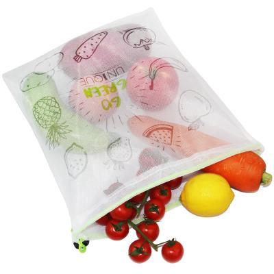 China Lightweight Custom Logo Recycled GRS rPET Mesh Bags For Fruits And Vegetables for sale