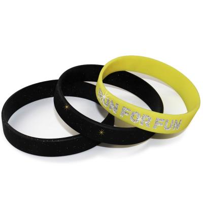 China Fashion Bling Bling Universal Shiny Silicon Bracelet With Glitter Logo for sale