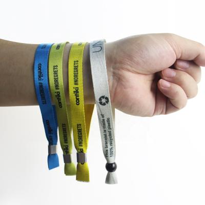 China Factory Promotional Glowing Polyester Fabric Event Wristband With One Way Lock for sale