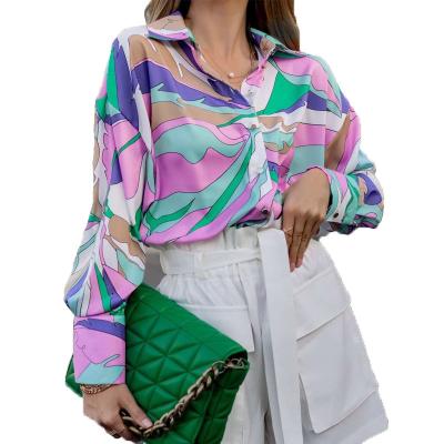 China 2023 Women's Blouses And Shirts Anti-pilling Long Sleeve Blouse Printed Tops Female Casual Shirt Wholesale for sale