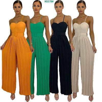 China Manufacturer New Hot Selling Women's Belt Sexy Pressure Pleated Foot Wide Leg Overalls QUICK DRY for sale