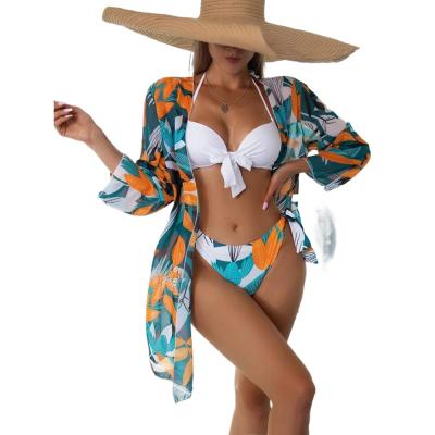 China 2023 New Mesh Bikini Antibacterial Three-piece Gauze Beachwear Separate Body Swimsuit For Women Swimwear for sale