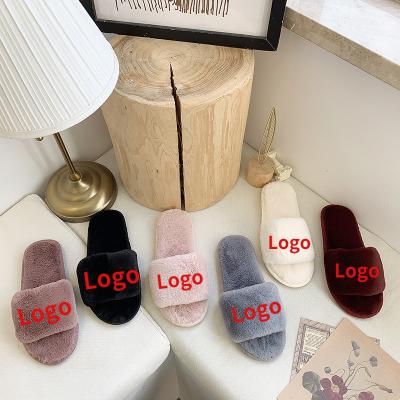 China Fashion Trend Designer Brands Fur Slippers Slides Shoes Women Sell 2022 Custom Logo Outdoor Indoor Wholesale Slides Warm Fur Slipper Fashion for sale