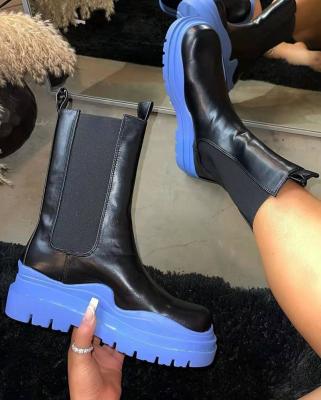 China Fashion Trend Platform Round Boots For Women Factory Wholesale 2022 Martin Chelsea Boots High Quality PU Game Period Boots for sale