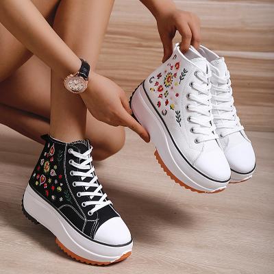 China Fashion Trend Fashion High Top Shoes For Women New Styles Brand Ladies Fashionable Canvas Sneakers Leisure Sports Shoes Platform Sneakers Women for sale