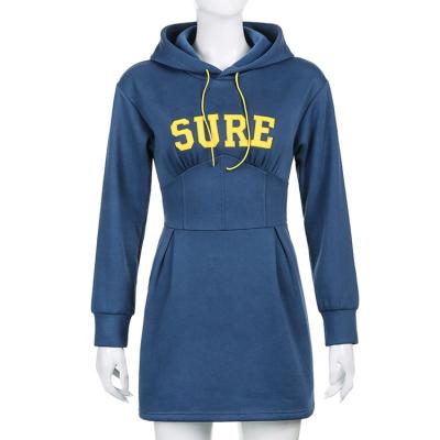 China Hottest Anti-wrinkle Custom Long Sleeve Hoodie Dress For Women Embroidered Loose Casual Hoodies Dress for sale