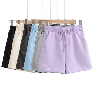 China Anti-Wrinkle OEM Thick Wool Shorts Jogging Solid Pull Rope Sports Casual Shorts For Women for sale