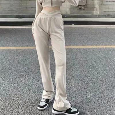 China Anti-Wrinkle Bodyguard Style Casual Pants Ins Elastic Lace Up Solid Color Casual Pants Sports Pants Women's Foot Band for sale