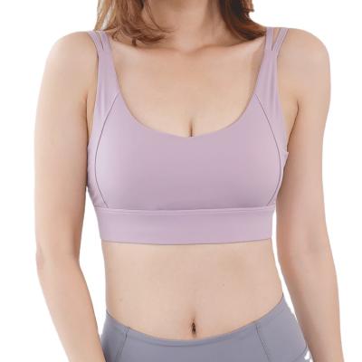 China Breathable Women Support High Impact Adjustable Elastic Cross Body Sports Bra Yoga Shockproof Top for sale