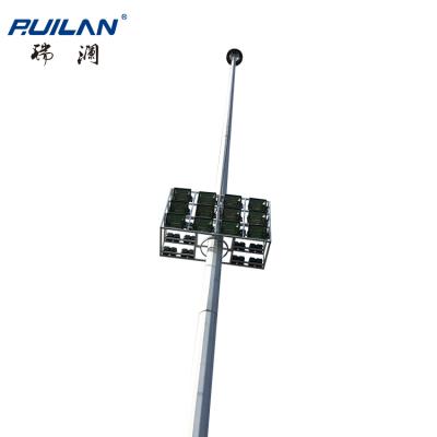 China Ruilan system high luminous/supporting lifting platform on which people can stand high mast light price 10/12/35m bend steel pole street lamp for sale