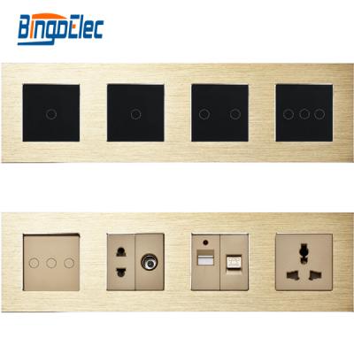 China Bingoelec 4 Frames Normal Alum Switch Wall Socket Aluminum Panel Socket And Socket Wall Switch for sale