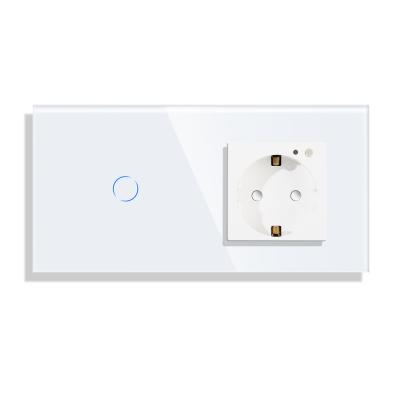 China BG W1-F228 Smart WiFi Tempered Glass Panel and WiFi Touch Panel BG W1-F228 Wall Socket Lamp Switch German Standard Electrical Switches for sale