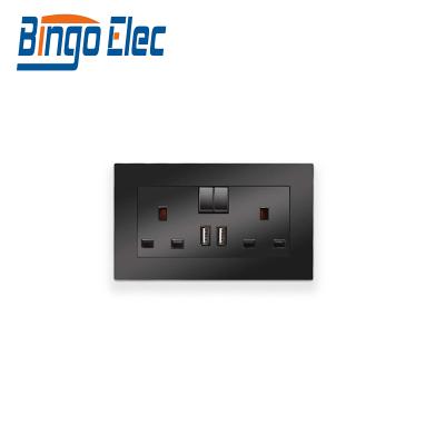 China UK Bingoelec Double Socket With 2 USB Charging Ports , 2 Strip 13A Full Size Plug Socket for sale