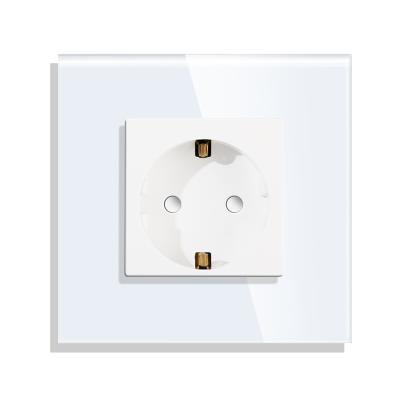 China Bingoelec Germany 16A EU Standard Wall Socket EU Plug Outlet With Crystal Glass Frame Panel Wall Single Socket Outlet for sale