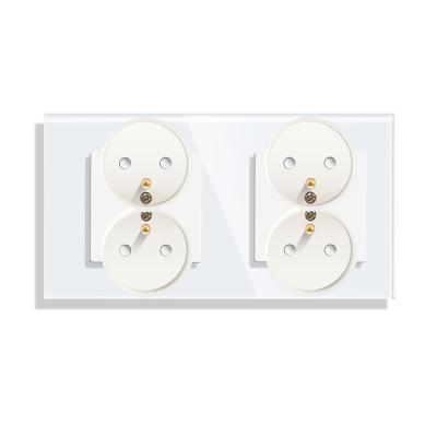 China EU BG-M1-154 Standard Sockets Tempered Glass Socket In-Wall Residential / General Purpose 16A Dual Electrical Location for sale