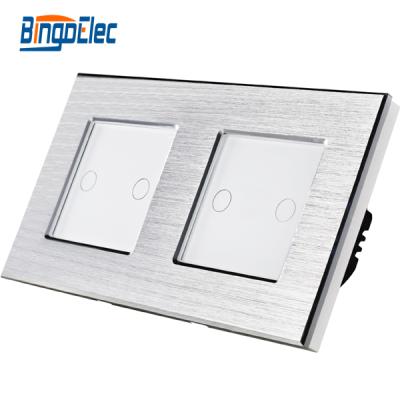 China Bingoelec 2Frame Touch Switch 86*157mm Aluminum And Tempered Glass Panel Wall Switch 86*157mm for sale