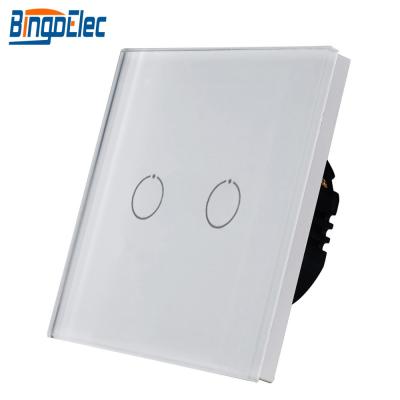 China Smart wall switch, 2gang 2way touch screen lamp switch, EU/UK type 86*86mm for sale