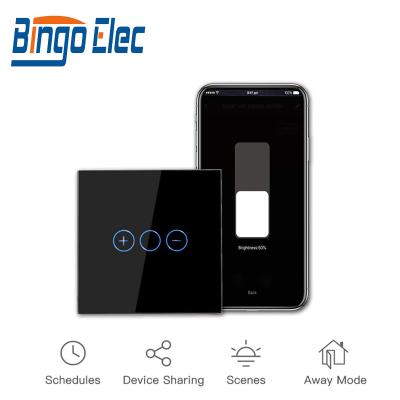 China Crystal Glass Bingoelec WiFi Touch Lamp Switch Wasted Smart Switch Works Dimmer With Alexa With LED Indicator 1 Way for sale