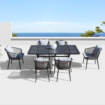 China Garden Set 6 Seat Garden Chair And Table Aluminum Outdoor Garden Sets Furniture for sale