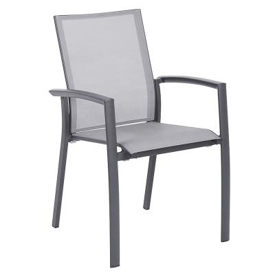 China Fashionable Commercial Aluminum Sling Stackable Patio Outdoor Dining Chair for Hotel, Restaurant, Spa, Pool, Garden, Deck, Custom Available for sale