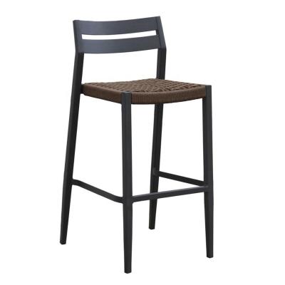 China Alum Lightweight Aluminum Slat Frame Modern Design Back Indoor Outdoor Bar Stool For Garden Grade for sale