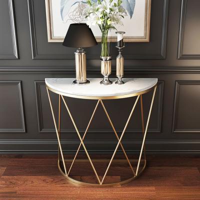 China Other Modern Marble Platform Light Semicircle End View Luxury Hallway Porch Shelf Console Table Against Wall for sale