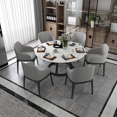 China (Other) Modern Nordic Marble Adjustable Simple Dining Table And Ironwork Round Table Chair Combination for sale