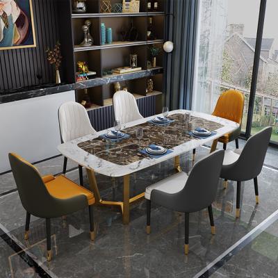 China Other Modern Light Luxury Nordic Style Dining Table Chair Combination Marble Dining Table Sets 6 Chairs for sale