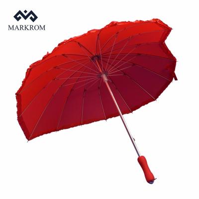 China High Quality Long Handle Heart Wedding Special Customized Red Umbrella For Wedding Decoration Umbrellas for sale