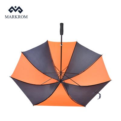 China Country High Quality Manual Open Double Ribs Windproof Golf Umbrella With Eva Foam Handle for sale