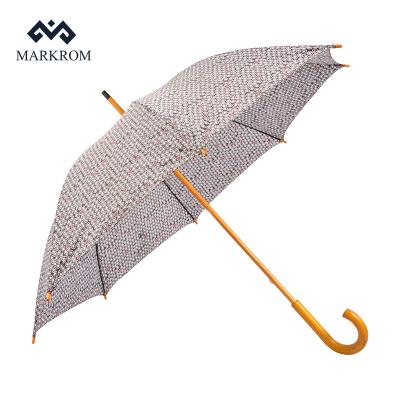 China Traditional Straight Curved Umbrella Lady Umbrella With Flower Printing Logo for sale