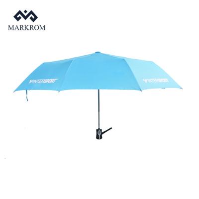 China Three Fold Traditional Printing Custom Umbrella With UV Coating Protect Umbrella Automatic Open Umbrella for sale