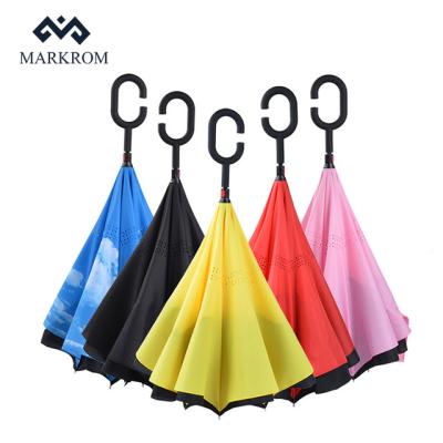 China 2021 Pongee Fabric Double Layer Reverse Windproof Traditional Umbrella for sale