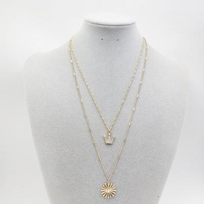 China CLASSIC Trendy Double Chains Ladies Gold Necklace Jewelry Chains 48cm/58cm Gold Necklace Women for sale