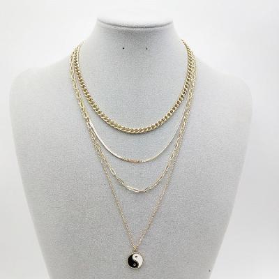 China CLASSIC Black And White Yin Yang Chain Personality Taiji Bagua Necklace Trend Multilayer Necklace for sale