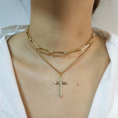 China FASHIONABLE premium quality popular accessories statement layered cross collar necklaces for sale