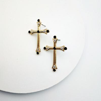 China 2021 Trendy Trendy Fashion Popular Circle Rhinestone Women's Earrings Combine Cross Earrings for sale