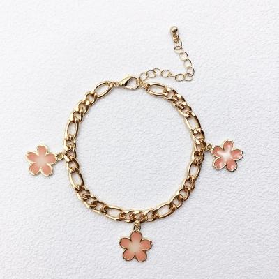 China 2022 new arrival high quality ladies girls gold plated unique petal charm bracelet rose design fashion bangle for sale