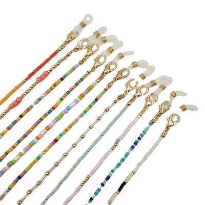 China Fashoin hot sale multi colors 2mm seed beads 70cm fashion facemask sunglasses monocle glass chain for sale