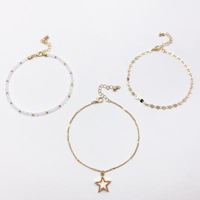 China High Quality Factory Directly Supply Adjustable Jewelry Women's Exquisite Star Anklet Gold Anklet Chain for sale