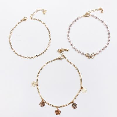 China High Quality Price Optimization Butterfly Flower Shape Anklet Pendant Gold Plated Jewelry Women's Anklet for sale