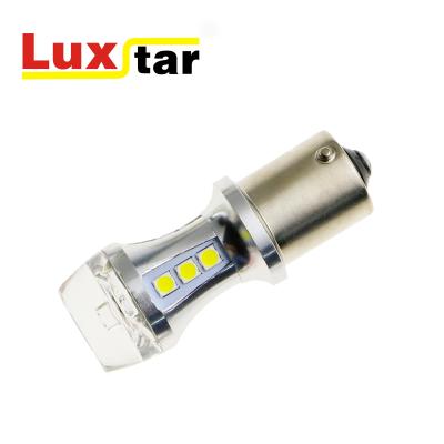 China Aluminum+pc Car Led Bulbs 1156 BA15S P21W PY21W BAU15S 18LED 3030 Chip Turn Signal Light Auto Backup Reverse Light 12V-24V for sale