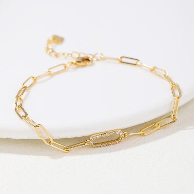 China Religious Gold Plated Simple Cool Wind Girlfriend Punk Jewelry Bracelet 18k Personality Gift Black Zircon for sale