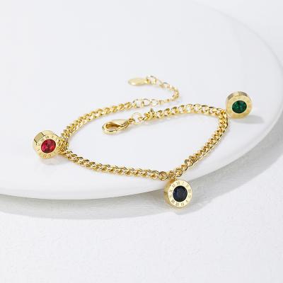 China Fashion punk bangle gold bracelet colorful alloy charm bracelets colorful Zircon copper alloy zircon for sale