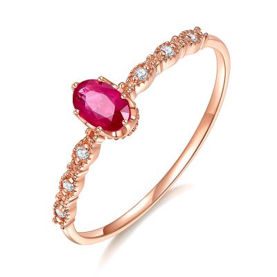 China Real CLASSIC 18K Rose Gold Ring With Diamonds Natural Ruby Pendant For Women for sale