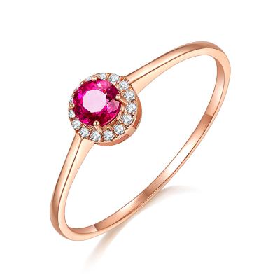 China Real CLASSIC 18K Rose Gold Rings with Natural Ruby Diamonds Pendant for Women for sale