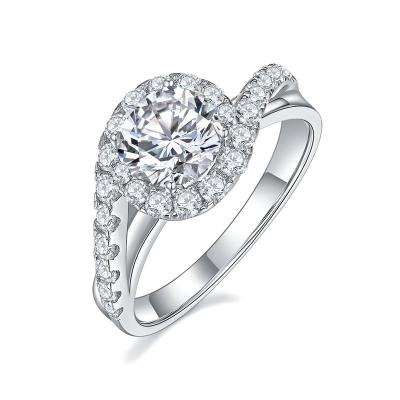 China Wholesale CLASSIC 925 Sterling Silver moissanite jewelry 1ct/2Classic six claw wedding engagement moissanite diamond ring for sale